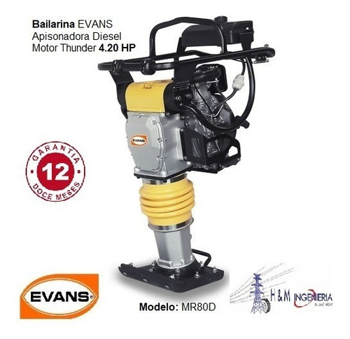 Bailarina Evans Apisonadora Diesel Motor Thunder 4.2 Hp Comp