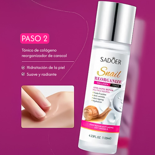 Set 6 Piezas Sadoer Con Extracto De Baba De Caracol Y Colágeno Para Cuidado Facial Snail Collagene Antiedad, Anti Arrugas, Rejuvenece E Hidrata