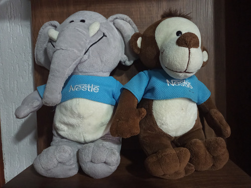 2 Pelúcias Macaco E Elefante Nestlé Filhotes Usadas Marrom (Usado)