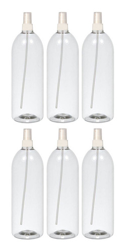 Pack 6 Botellas Plastica Con Pico Spray Blanco 1 Litro