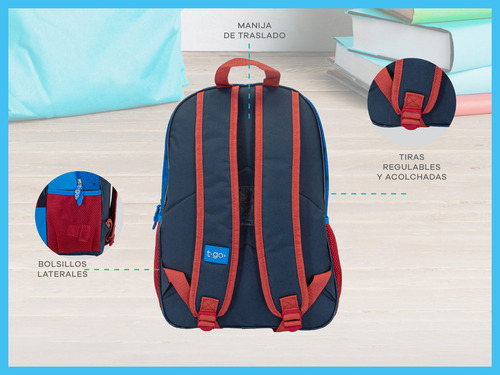 Mochila Escolar 16 Pulgadas T-go Para Nenes Araña Pelota 3d Color Azul Diseño de la tela Araña 3d