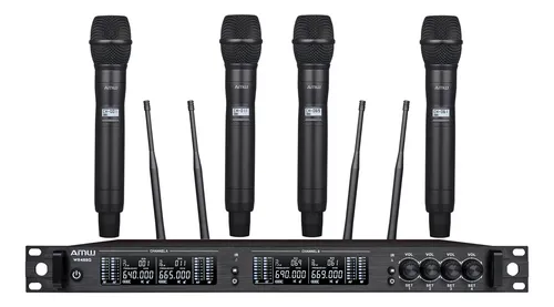 comprar Microfone Sem Fio Profissional 4 Canais Uhf Amw Au7000 +case