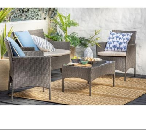 Imagen 3 de 9 de Juego Terraza Patio Jardín Living Exteriores Ratan Set 4 Pza