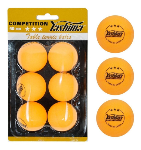 Set 6 Pelotas Ping Pong Yashima® 3 Estrellas - Competición