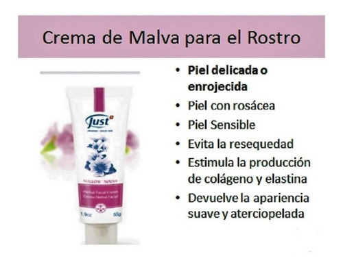 Crema Malva Humectante De Rostro 55gr. Just Tipo De Piel Sensible