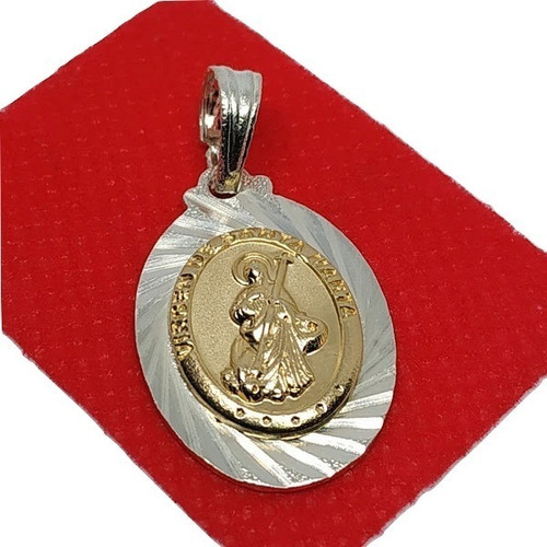 Dije Medalla Virgen Santa Marta Grande Plata Con Oro 00323