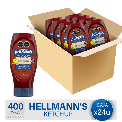 Caja Ketchup Hellmann's Aderezo Salsa Libre De Gluten Vegano