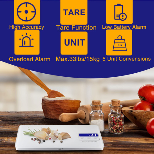 Báscula De Cocina Digital Recargable 5 Kg Alta Precisión