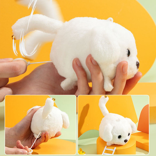 Fe Llavero De Juguete Con Forma De Perrito Blanco Con Cola