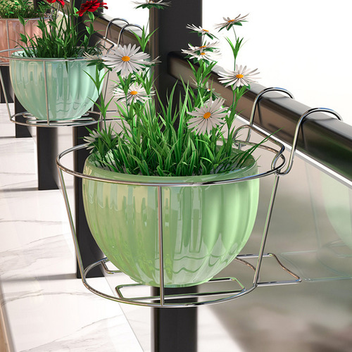 Soporte De Flores Para Balcón, De Acero Inoxidable, Práctico