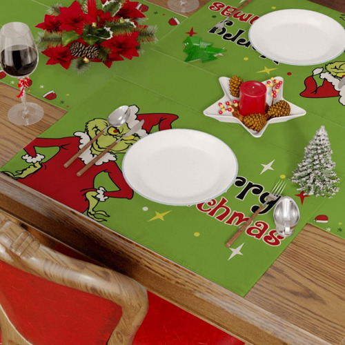 - Camino De Mesa Grinch Para Decoración Navideña De Mesa De