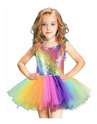 Unicorn Girl Sequin Dress Handmade Toddler Rainbow Dress Par