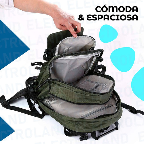 Mochila Con Panel Solar Reforzada Camping Viaje Impermeable