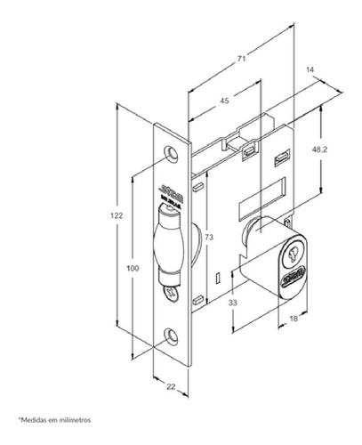 Fechadura Pivotante Roseta Quadrada 1005 Stam 2 Chaves