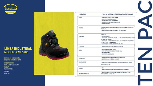Imagen 5 de 5 de Calzado De Seguridad Ten-pac Borcegui Millennial Lady Rosa