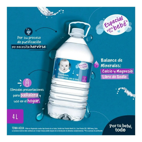 Agua Purificada 6 Pz, 4 L C/u Gerber