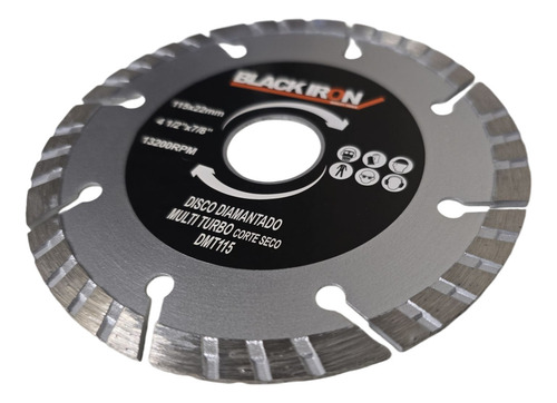 Disco Diamantado Multiturbo 115mm 4,5 Black Iron Quality Color Gris