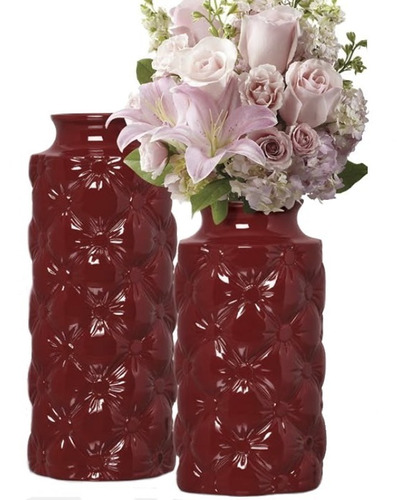 Par De Vasos Decorativos Cerâmica Capitonê Luxo Promoção