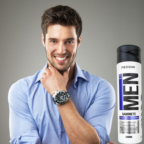 Kit 4 Sabonete Masculino Intimo Corporal Facial Man Pessini