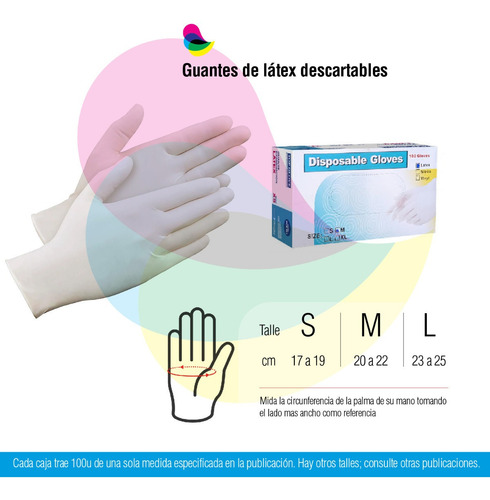 Imagen 3 de 10 de Guante De Latex Descartable Pack 5 X100u Examinacion Medium