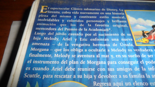 Vhs La Sirenita 2 Regreso Al Mar (Usado)