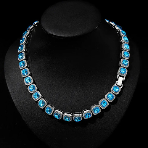 Renqing Zinc Alloy Rhinestone Necklace 51cm Silver