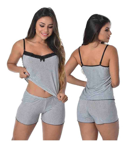 Imagem 3 de 10 de Kit 10 Conjuntos Baby Doll Liganete Thays Short Cintura Alta
