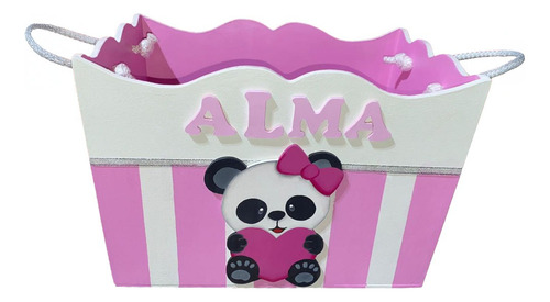 Caja Infantil Para Bebé, Niño O Niña Rosa Chicle Rayas