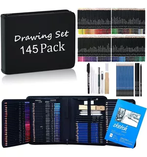 Set De Arte Profesional 145 Lápices Colores Dibujo Kit