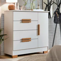 Comprar Cômoda Para Quarto Bréscia Sapateira Multiuso Com 4 Gavetas E 1 Porta Cor Branco