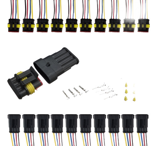 10 Kits 4 Pin Forma Impermeable Sellado Cable Conector Plug 