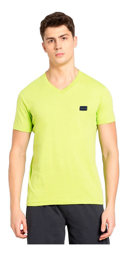 Camiseta Calvin Klein Jeans Gola V Dark Square Amarelo Claro