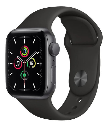 Apple Watch SE (GPS, 40mm) - Caixa de alumínio cinza-espacial - Pulseira esportiva Preto