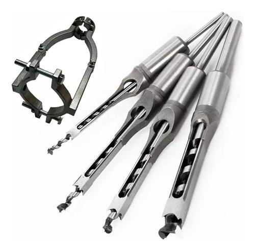 Set De 4 Mechas Broca Para Realizar Agujeros Cuadrados Guía