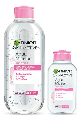 Kit Garnier Skin Active Agua Micelar Todo En 1, 400ml Y 100ml