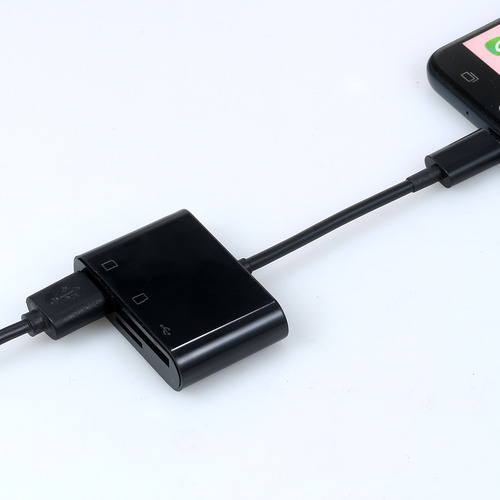 // Adaptador Micro Usb Otg 3 En 1 Y Lector De Tarjetas Para