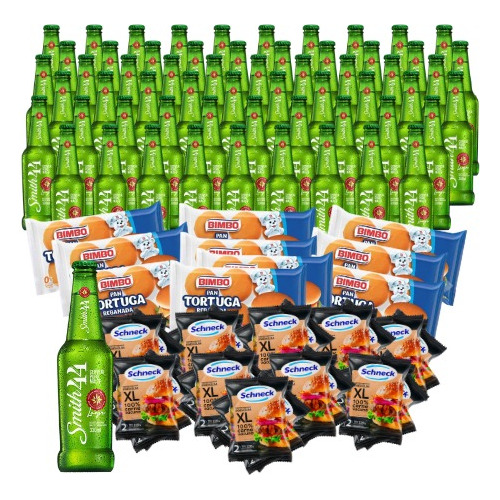 60 Hamburguesas Schneck Xl + Tortugas + 60 Cervezas Smith 44