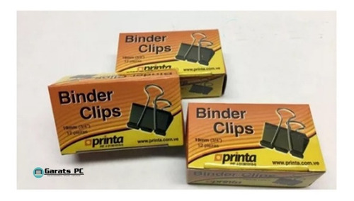 Clips Binder Mordaza 19mm (3/4 ) Caja De 12 Piezas X10unid