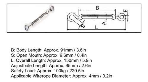Kit De Herrajes De Acero Inoxidable Con Tensor De Gancho A G