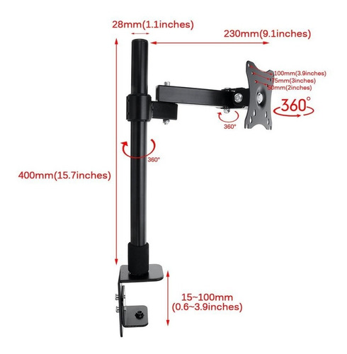 Soporte Monitor Mesa Atornillable 14-27