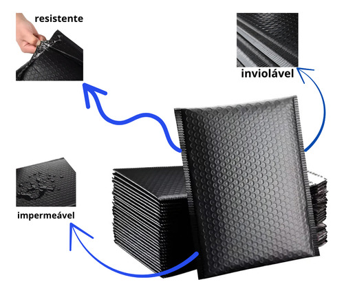 Kit 100 Envelope Segurança 19x25 C Saco Bolha Correios Sedex Cinza