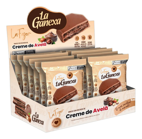 Alfajor Sabor Creme De Avelã Com Whey Protein La Ganexa 12un