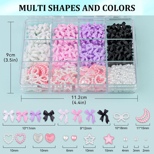 Conjunto De 600 Charms 3d Y Perlas Planas Para Uñas Con