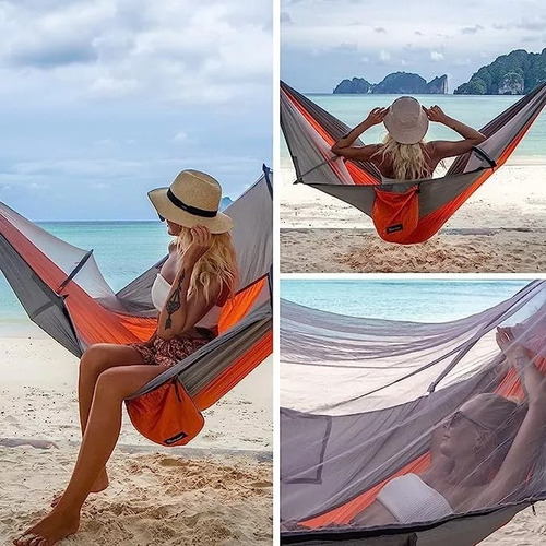 Hamaca De Camping Portátil Con Mosquitera + Kit De