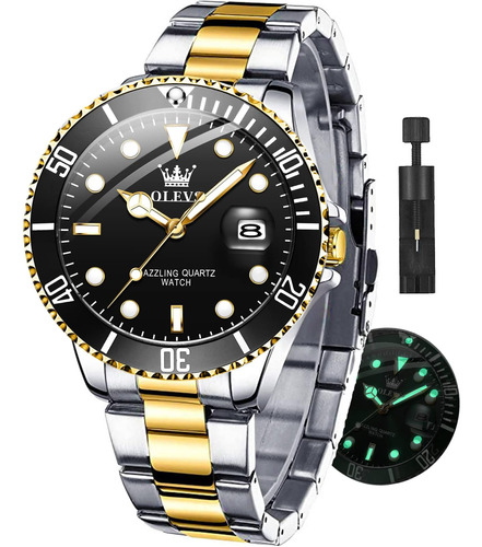 Reloj De Hombre De Acero Inoxidable Negro Dorado,relojes De 