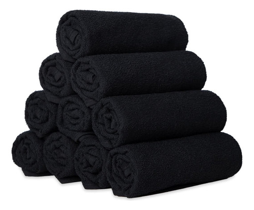 Kit 30 Toalhas De Rosto Para Salão De Beleza Barbearia Hotel Preta
