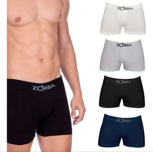 Kit 4 Cuecas Box Zorba 100% Algodão Sem Costura