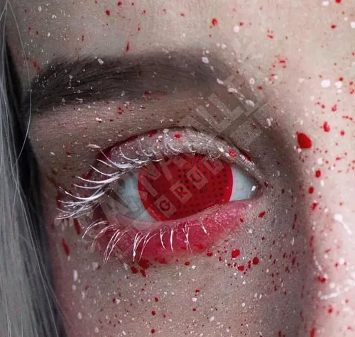 Pupilentes Red Rojos Completos Disfraz Halloween Cosplay