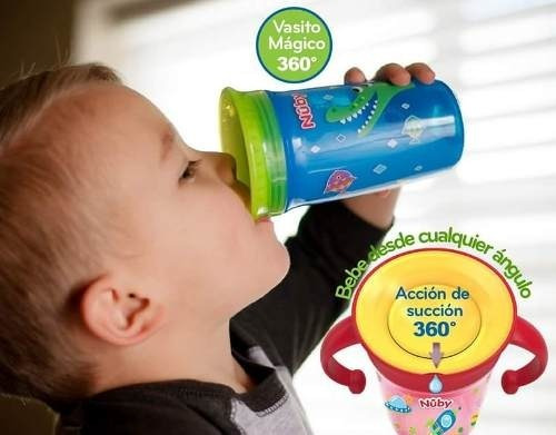 Imagen 5 de 10 de Nuby Vaso 360 Wonder Con Asas Antiderrame Con Tapa Higiénica
