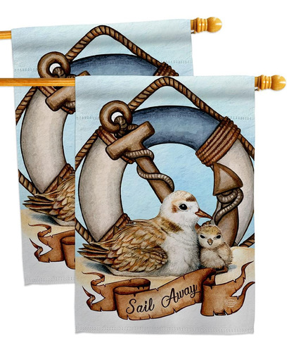 Bandera De La Colección De Adornos Sail Away Seagull House,